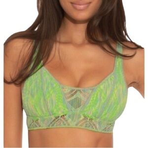 NWT Becca By Rebecca Kiwi Mosaic Crochet Tassel Bikini Swim Top Size S